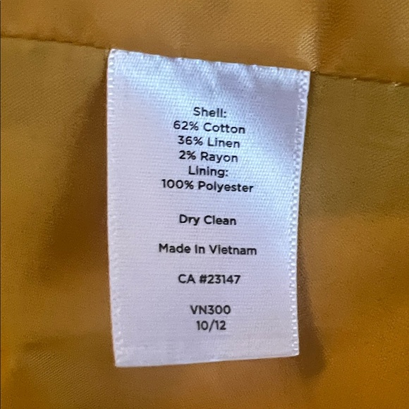 Talbots Double Breasted Lined Cropped Blazer, Yellow/Khaki Striped, Sz Womens 14 - Picture 9 of 9